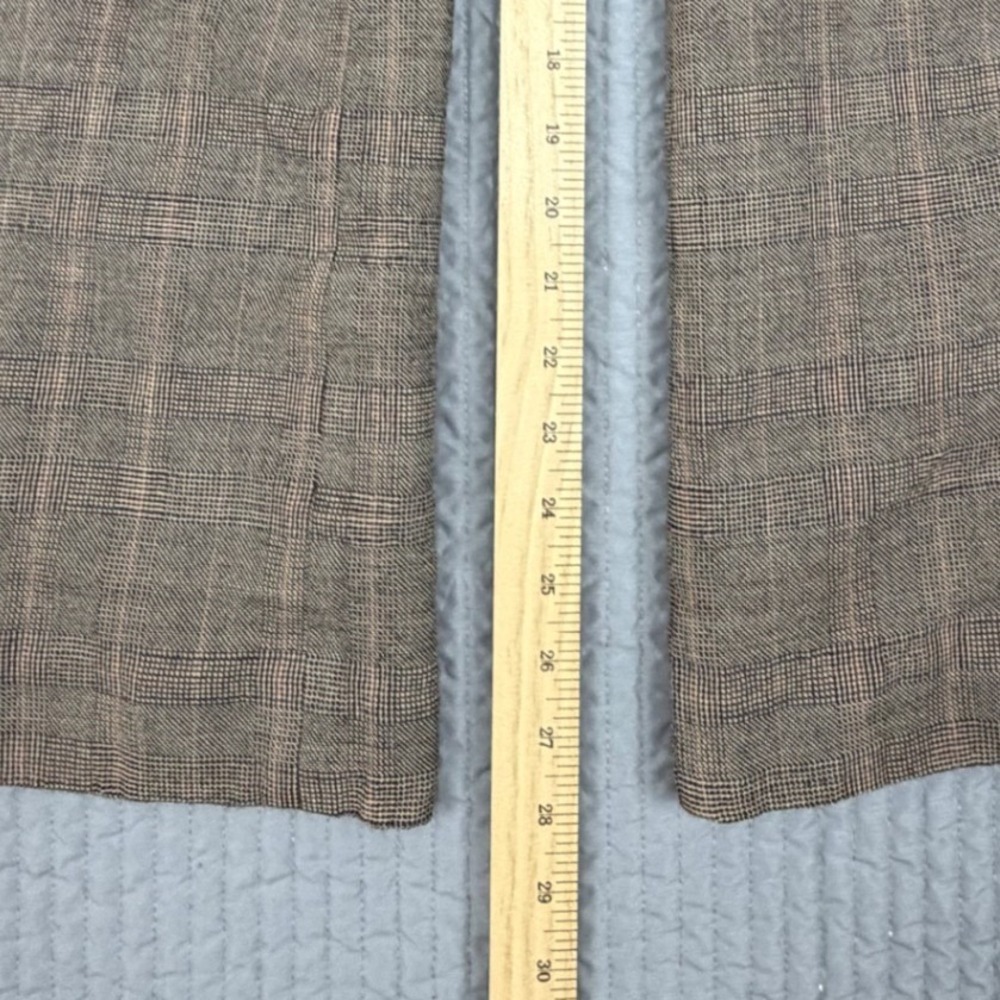 Tahari Women Brown Plaid Virgin Wool Blend Wide Leg Dress Pants Size 12 - Picture 8 of 9